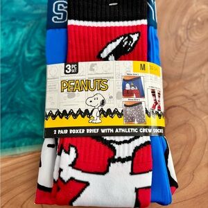 Peanuts Boxer Briefs and Socks Set - Red, Blue, Black